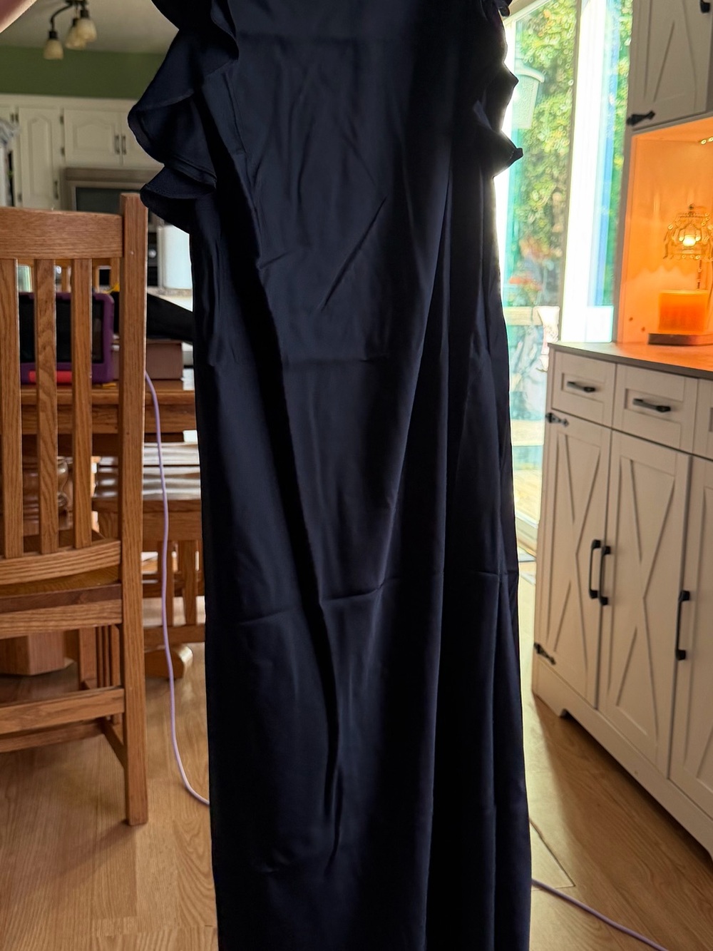 a new day Black Ruffle-Trim Maxi Dress